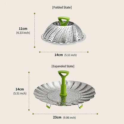 SteamEase Expandable Stainless Steel Steamer Basket for Multiple Pot Sizes