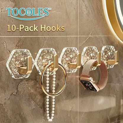 Self-Adhesive Hooks 10/20 Pack Hexagonal Ripple Design Heavy Duty Sticky Hooks