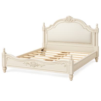 Antique Ivory French-Inspired Bed Frame