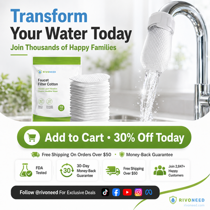 🥳2026 HOT SALE🥳💞50K+ SOLD! 🚰💧 50% OFF! Anti-Splash Kitchen Faucet Cotton Filter – Multi-layer PP cotton removes rust. sediment & impurities. Protects your tap water – cleaner. safer. better taste! 🛡️✨
