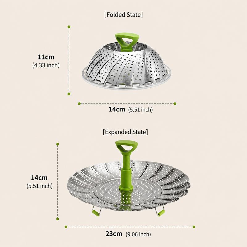 SteamEase Expandable Stainless Steel Steamer Basket for Multiple Pot Sizes