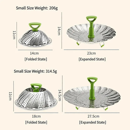 SteamEase Expandable Stainless Steel Steamer Basket for Multiple Pot Sizes