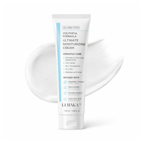 Youthful Formula Ultimate Moisturizing Cream | Centella Asiatica, Niacinamide, Hyaluronic Acid, Collagen | Wrinkles, Fine Lines, Dark Spots, Dry Skin, Redness | 3.38 fl. oz., 100ml (New Formula)