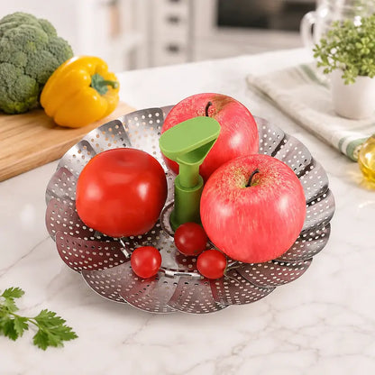 SteamEase Expandable Stainless Steel Steamer Basket for Multiple Pot Sizes