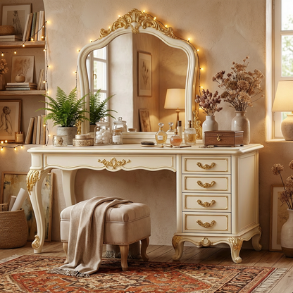 Antique Ivory & Gold French Vanity Set