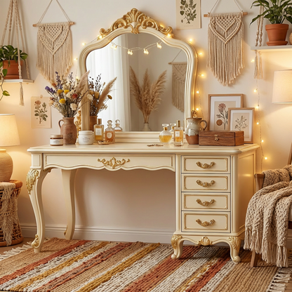 Antique Ivory & Gold French Vanity Set