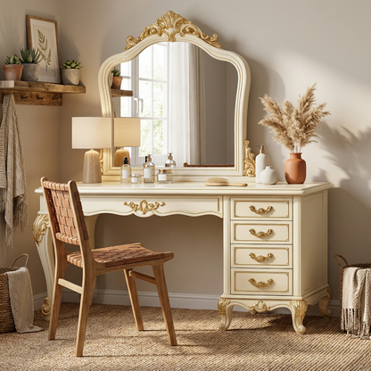 Antique Ivory & Gold French Vanity Set