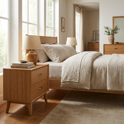Mid-Century Modern 2-Drawer Nightstand