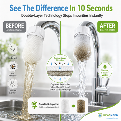 🥳2026 HOT SALE🥳💞50K+ SOLD! 🚰💧 50% OFF! Anti-Splash Kitchen Faucet Cotton Filter – Multi-layer PP cotton removes rust. sediment & impurities. Protects your tap water – cleaner. safer. better taste! 🛡️✨