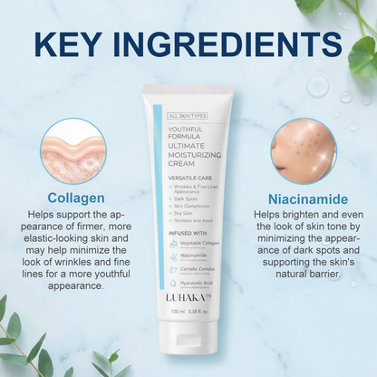 Youthful Formula Ultimate Moisturizing Cream | Centella Asiatica, Niacinamide, Hyaluronic Acid, Collagen | Wrinkles, Fine Lines, Dark Spots, Dry Skin, Redness | 3.38 fl. oz., 100ml (New Formula)