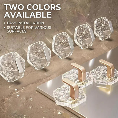 Self-Adhesive Hooks 10/20 Pack Hexagonal Ripple Design Heavy Duty Sticky Hooks