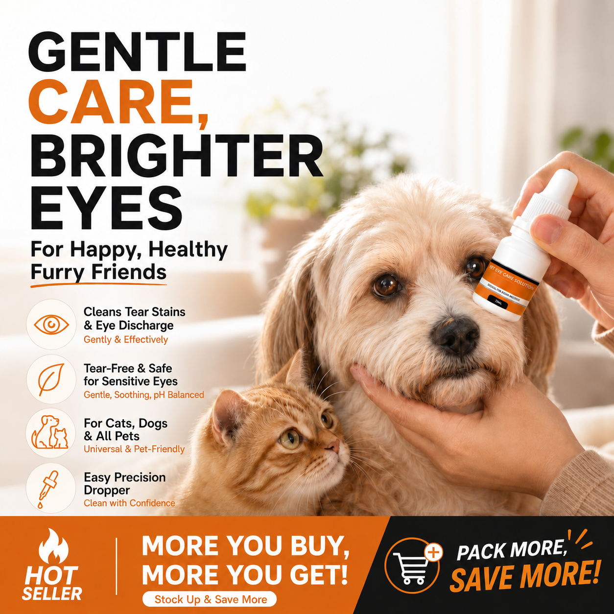 🎉🎉Buy 3 Get 2 Free! 🐈🐕Protect your furry friends' hygiene and health!Gentle Cleansing Pet Eye Drops
