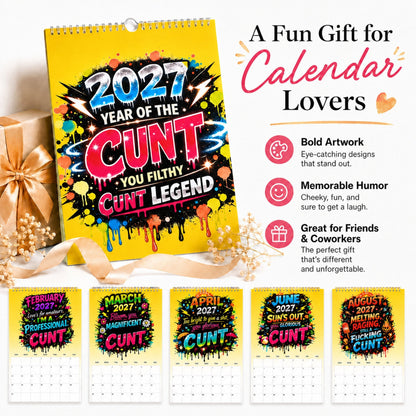 🎁2027 Year of the Cunt Wall Calendar – Bold Graffiti Humor Calendar📆🌟