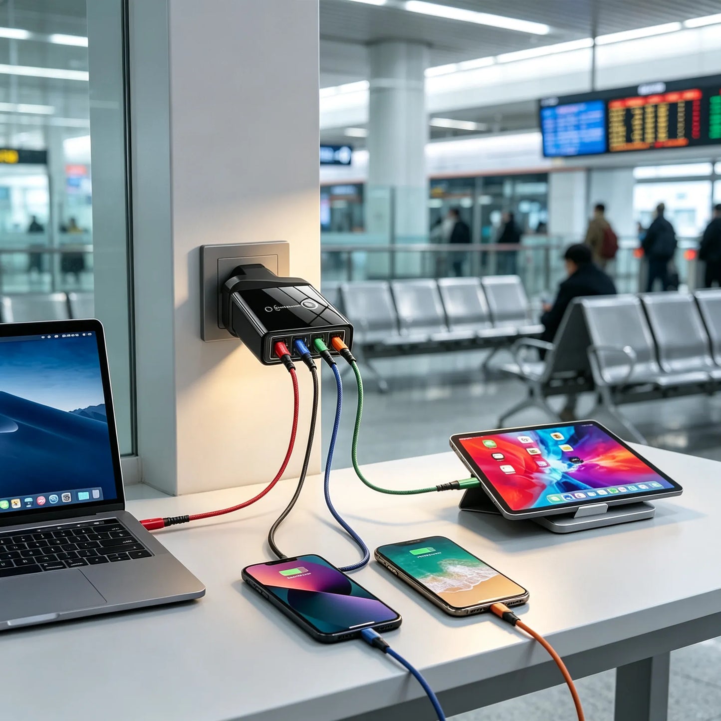 Four-Port Travel Charger for Extended Phone Battery Life