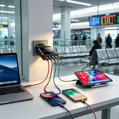 Four-Port Travel Charger for Extended Phone Battery Life