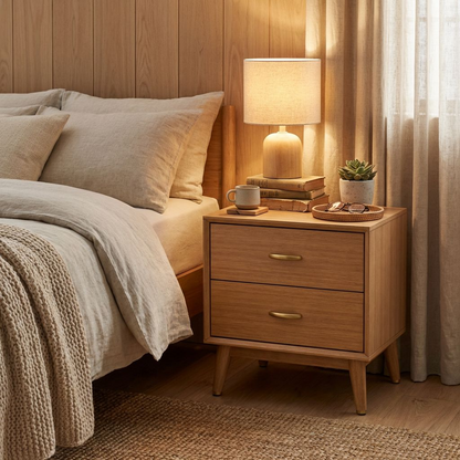 Mid-Century Modern 2-Drawer Nightstand