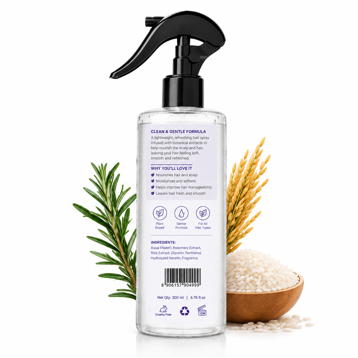 Nature x Science Rosemary Water and Rice Water |100% Natural Extract | Soft & Smooth Hair Non-Greasy & Fast Absorbing | 200 ml