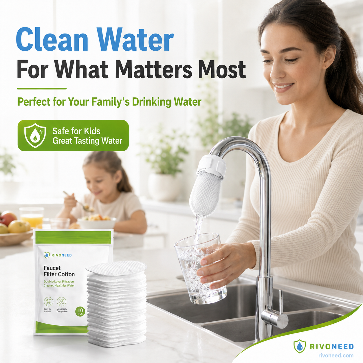🥳2026 HOT SALE🥳💞50K+ SOLD! 🚰💧 50% OFF! Anti-Splash Kitchen Faucet Cotton Filter – Multi-layer PP cotton removes rust. sediment & impurities. Protects your tap water – cleaner. safer. better taste! 🛡️✨