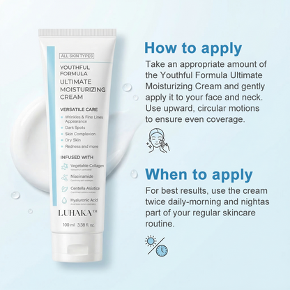 Youthful Formula Ultimate Moisturizing Cream | Centella Asiatica, Niacinamide, Hyaluronic Acid, Collagen | Wrinkles, Fine Lines, Dark Spots, Dry Skin, Redness | 3.38 fl. oz., 100ml (New Formula)