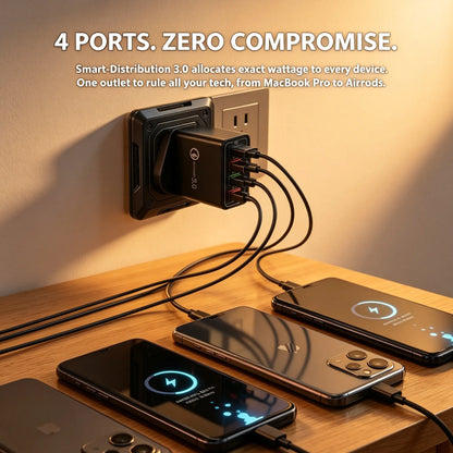 Four-Port Travel Charger for Extended Phone Battery Life
