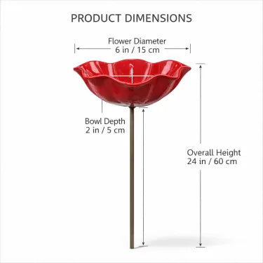 🎁Handcrafted Metal Flower Stake | 3-in-1 Garden Decor, Bird Bath & Pollinator Station🐦