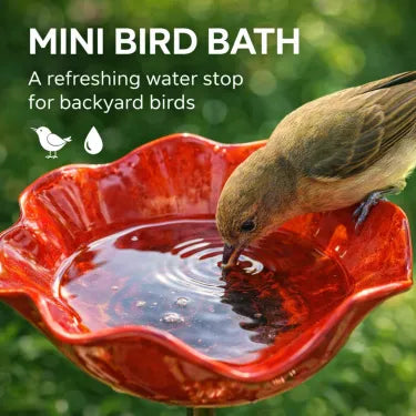 🎁Handcrafted Metal Flower Stake | 3-in-1 Garden Decor, Bird Bath & Pollinator Station🐦