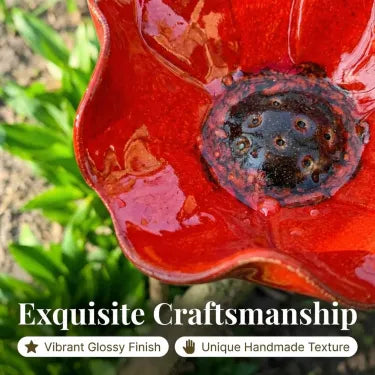 🎁Handcrafted Metal Flower Stake | 3-in-1 Garden Decor, Bird Bath & Pollinator Station🐦