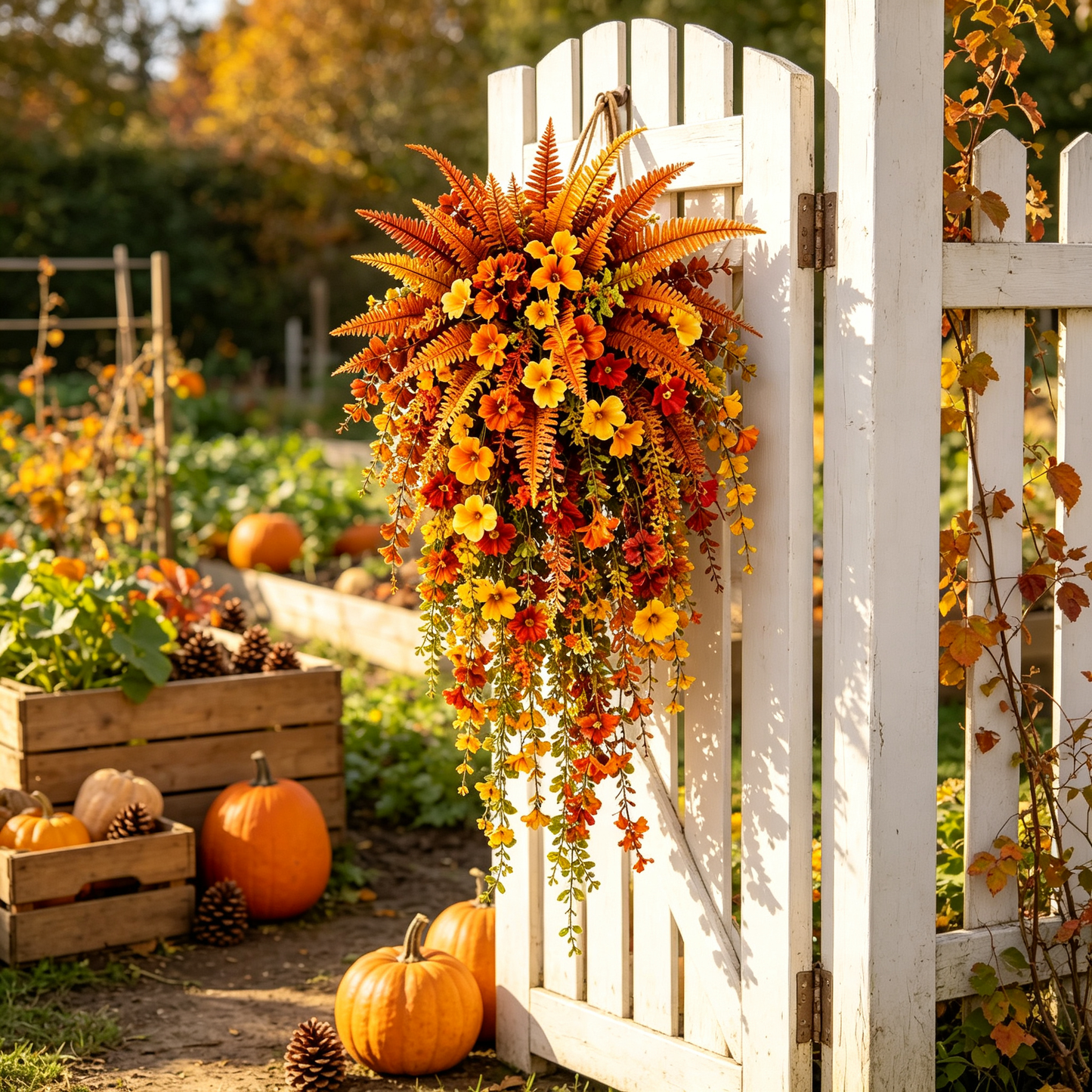 Artificial Fern for Autumn OutdoorDecor- Autumn Porch & DoorDecoration