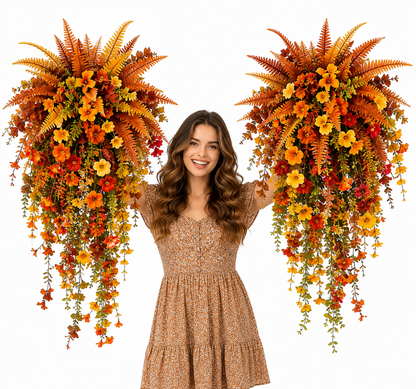 Artificial Fern for Autumn OutdoorDecor- Autumn Porch & DoorDecoration