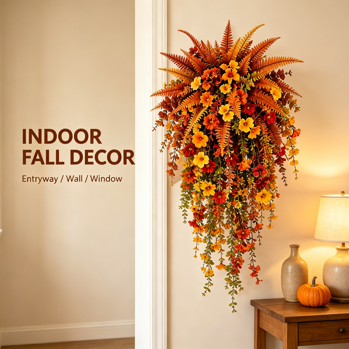 Artificial Fern for Autumn OutdoorDecor- Autumn Porch & DoorDecoration