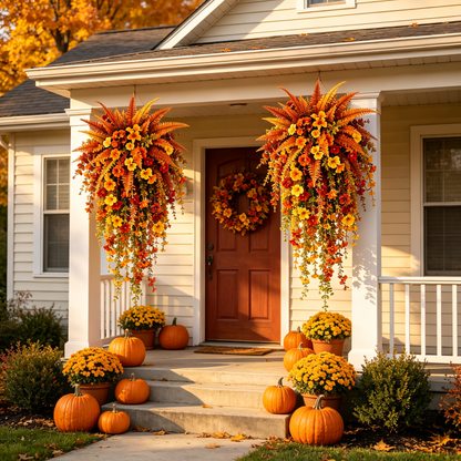 Artificial Fern for Autumn OutdoorDecor- Autumn Porch & DoorDecoration