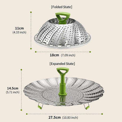 SteamEase Expandable Stainless Steel Steamer Basket for Multiple Pot Sizes