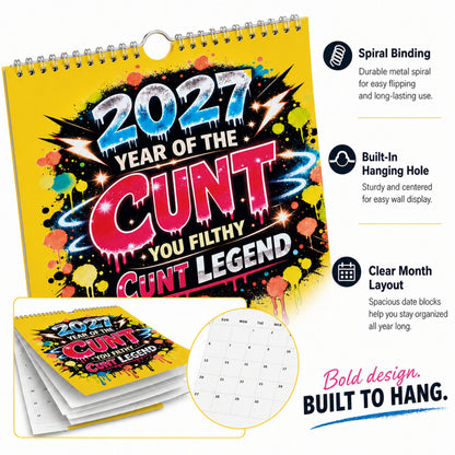 🎁2027 Year of the Cunt Wall Calendar – Bold Graffiti Humor Calendar📆🌟