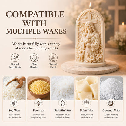 ⏳ Last Day 49% OFF – ✝️ 2-Piece Good Shepherd Jesus 3D Candle Mold Set | Sculpted Cross. Lamb & Floral Relief for Faith-Inspired Handmade Candles 🕯️✨