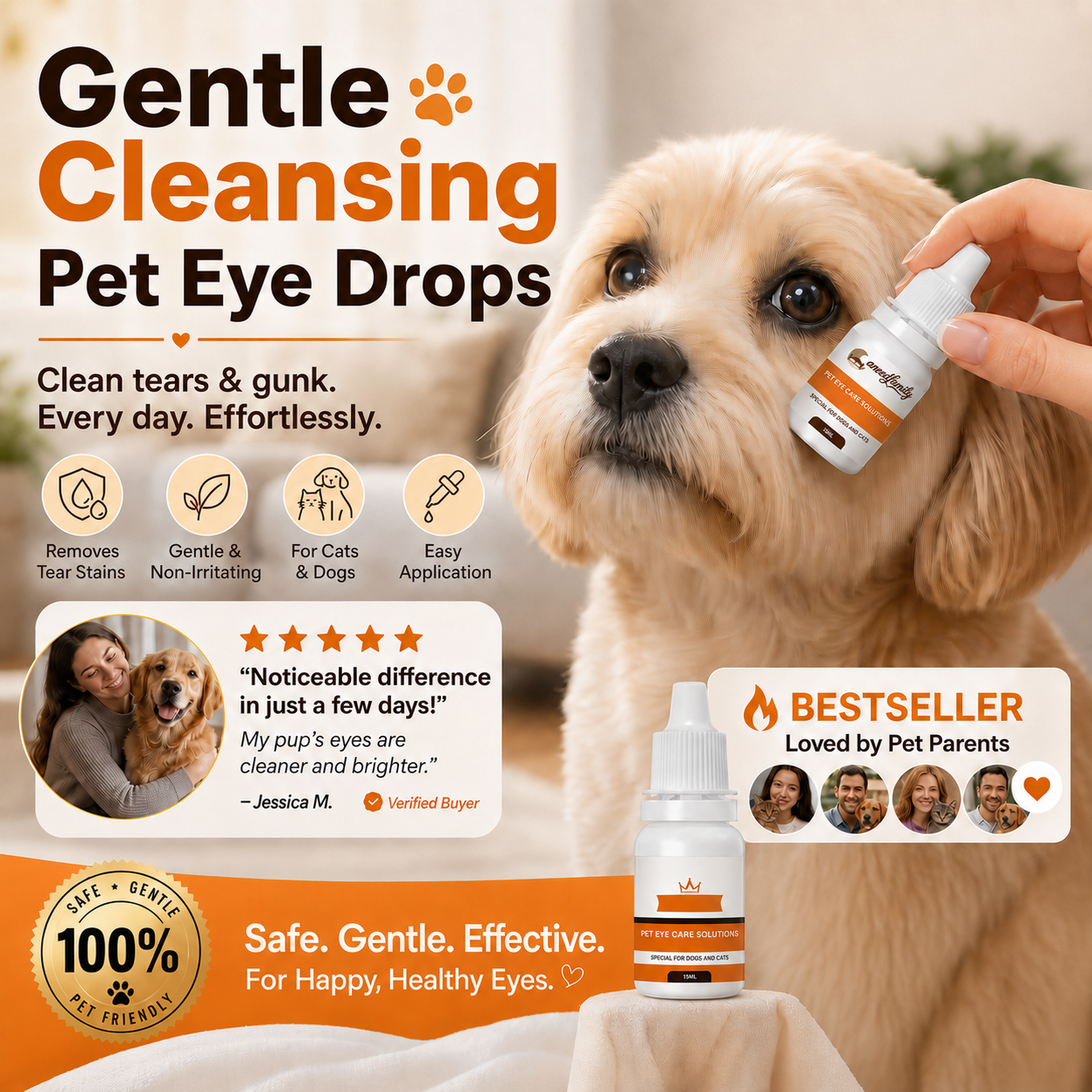 🎉🎉Buy 3 Get 2 Free! 🐈🐕Protect your furry friends' hygiene and health!Gentle Cleansing Pet Eye Drops