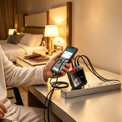 Four-Port Travel Charger for Extended Phone Battery Life