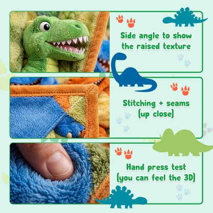 3D Flannel Blanket – Ultra-Soft Dinosaur Adventure Blanket for Kids
