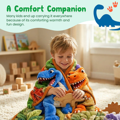 3D Flannel Blanket – Ultra-Soft Dinosaur Adventure Blanket for Kids