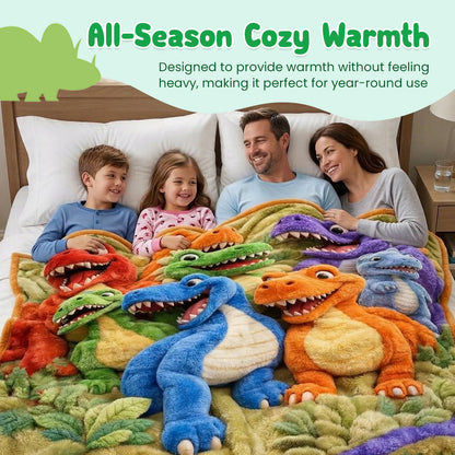 3D Flannel Blanket – Ultra-Soft Dinosaur Adventure Blanket for Kids