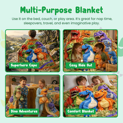 3D Flannel Blanket – Ultra-Soft Dinosaur Adventure Blanket for Kids