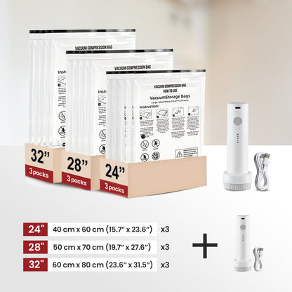Cordless Vacuum Storage Compression Bag Set