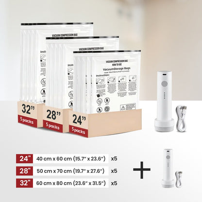 Cordless Vacuum Storage Compression Bag Set