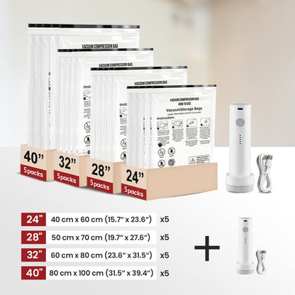 Cordless Vacuum Storage Compression Bag Set