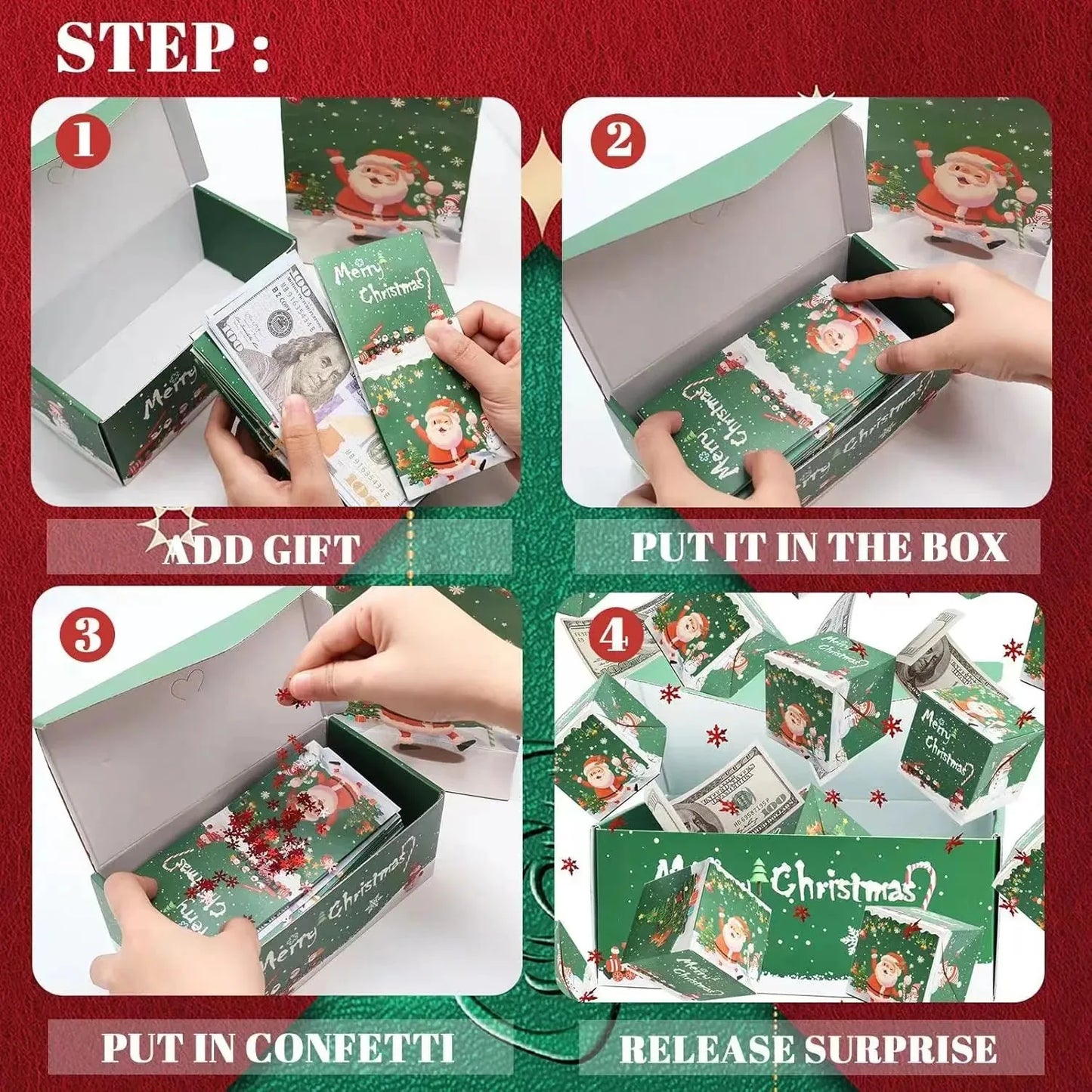 🎁Christmas Pop-up Surprise Gift Box - Unique Folding Bouncing Red Envelope Gift Box🎁